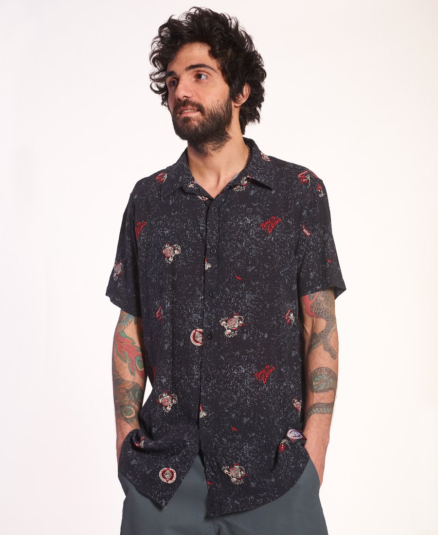 Aloha Sunset Check - Camisa de Manga Corta para Mujer